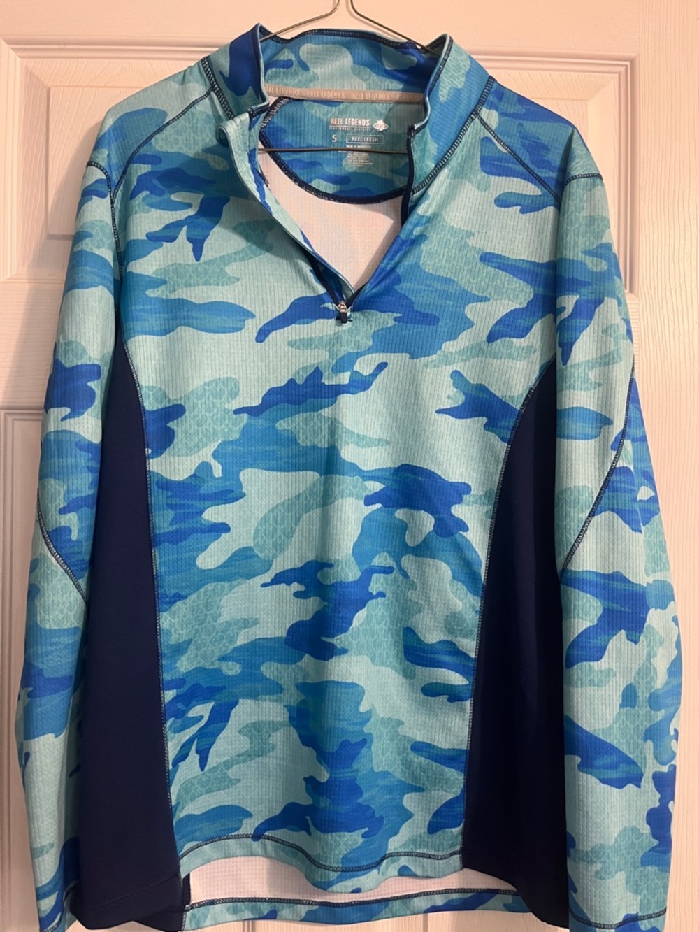 Reel Legends Blue Camo Quarter-Zip Performance Shirt